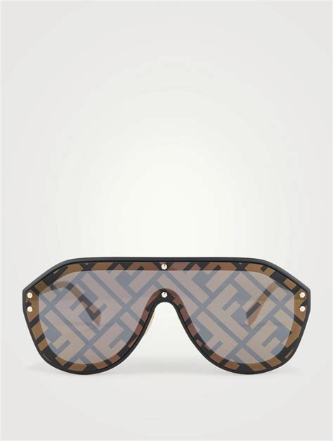 fendi shield aviator logo sunglasses|Fendi geometric rimless aviator sunglasses.